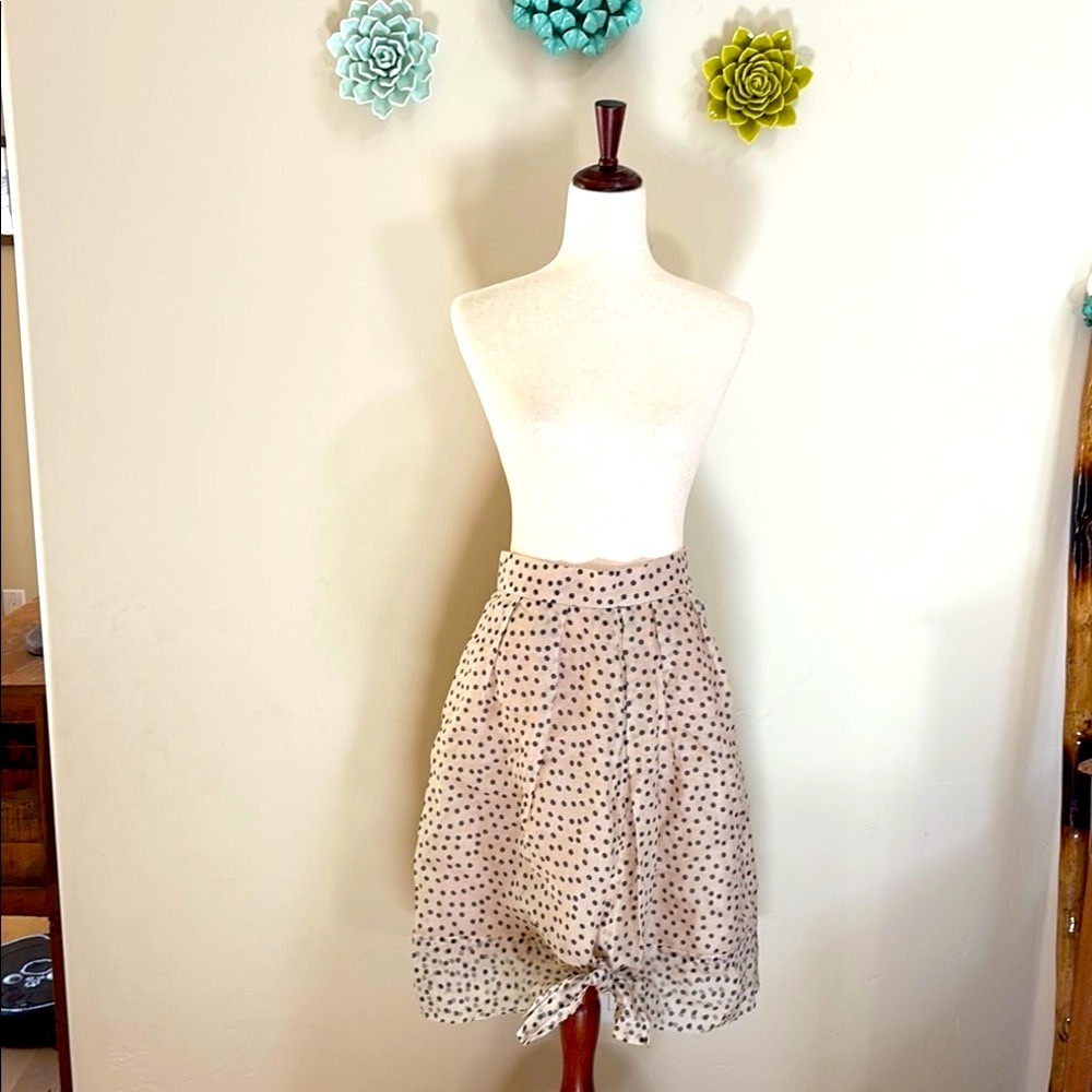 Vintage silk Petrovitch & Robinson Paris Polka Dot Pleated Skirt 44